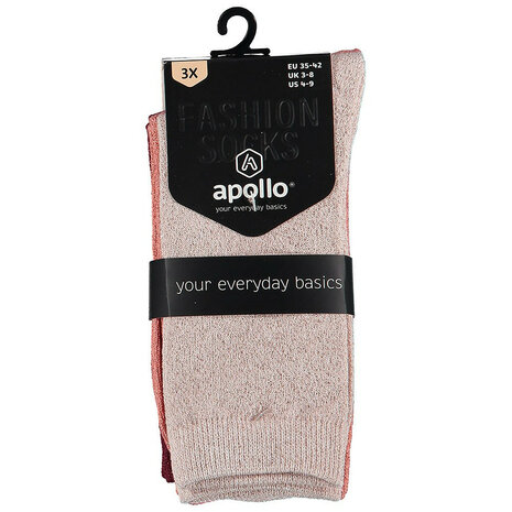 Apollo Damessokken Fijne Glitter 3-Pack